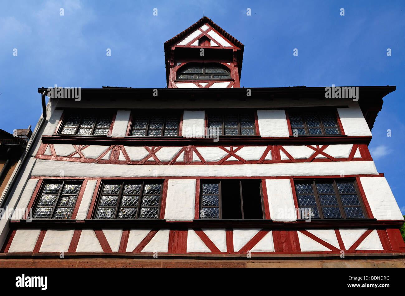 Façade à pans de bois de Albrecht Duerer House, Nuremberg, Middle Franconia, Bavaria, Germany, Europe Banque D'Images