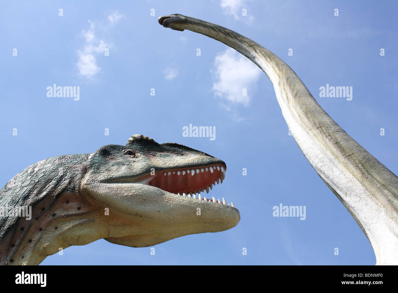 L'Allosaurus Diplodocus et parc préhistorique, réplique taille réelle, 2009 Banque D'Images