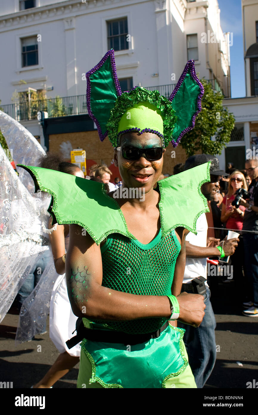 Homme vert au Notting Hill Carnival 2009 Banque D'Images