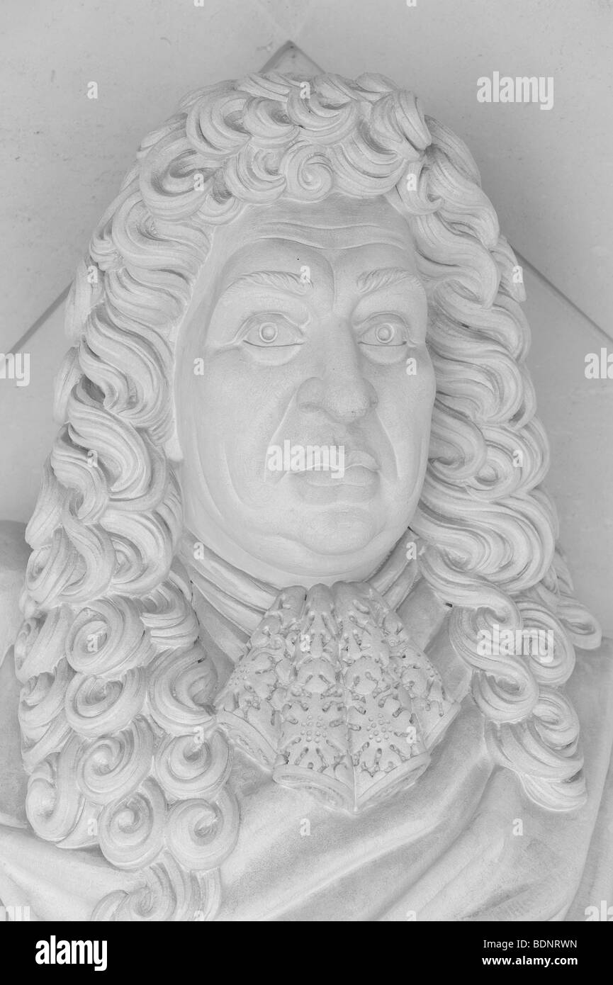 Samuel Pepys busk sculpture en pierre de la tête Banque D'Images Samuel Pepys busk sculpture en pierre de la tête Banque D'Images