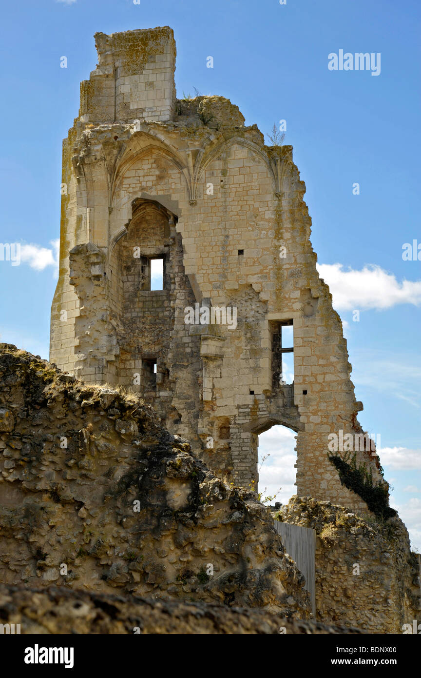 Vieux château médiéval en ruines la ville de Chauvigny, France Banque D'Images