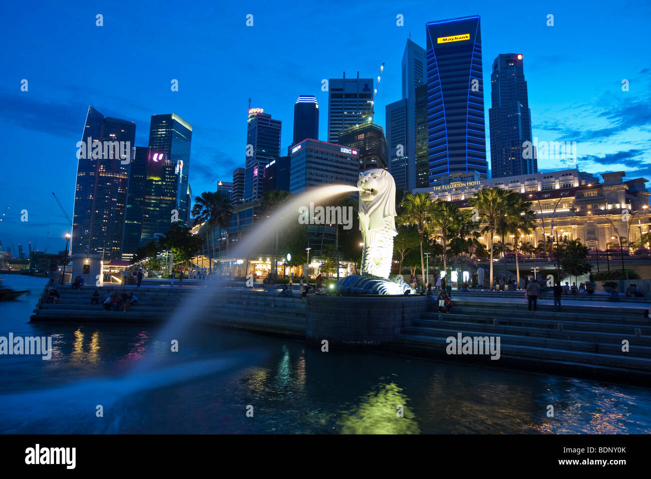 Le Merlion, emblème de la métropole de Singapour, conçue par l'artiste Fraser Brunner en 1964, la rivière Singapour, Singapour, de sorte Banque D'Images