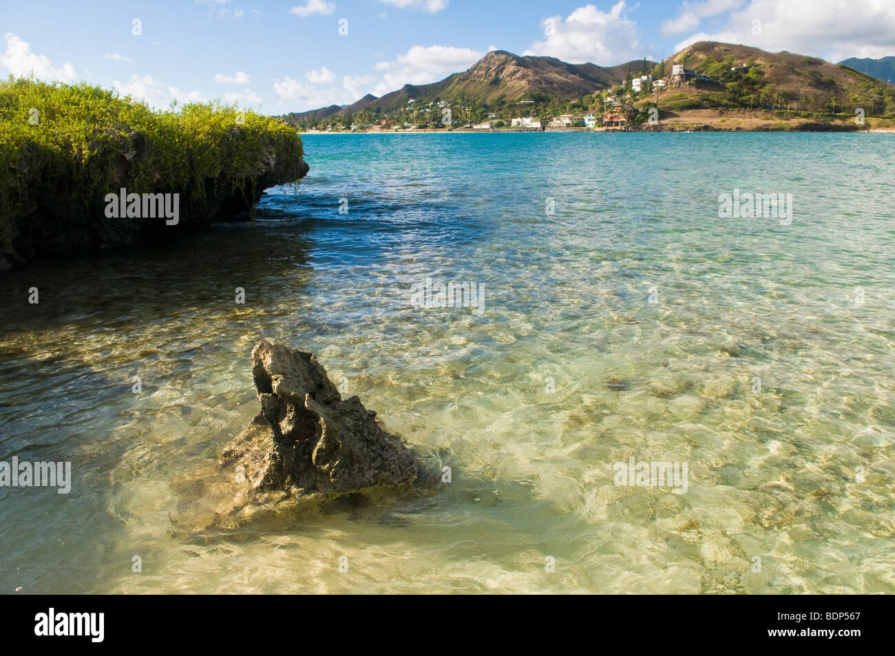 Vue de l'île de Popoia Lanikai (île plate), Kailua Bay, Oahu, Hawaii Banque D'Images