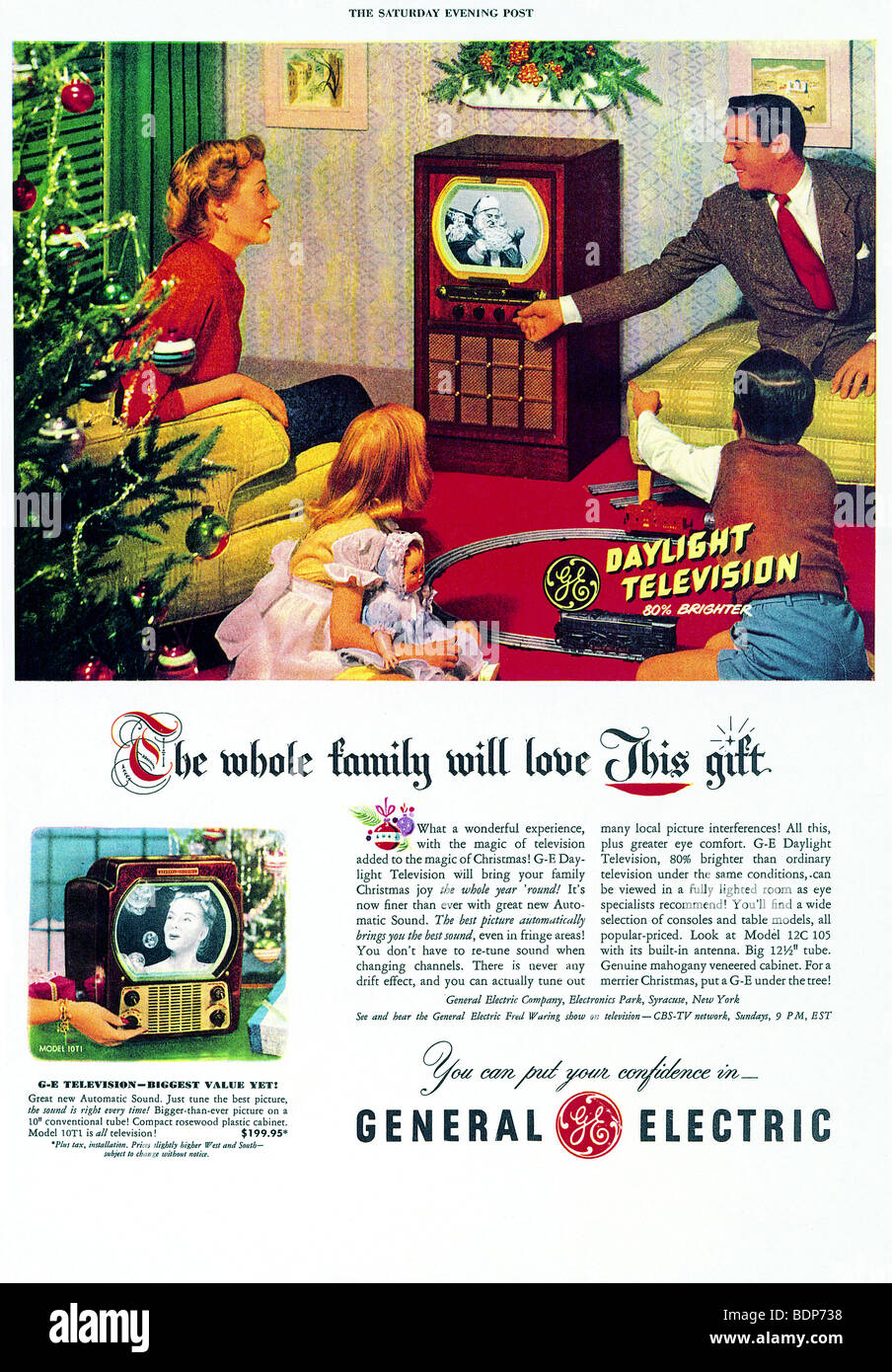 Télévision - Publicité pour General Electric, la télévision de jour décembre 1949. Banque D'Images