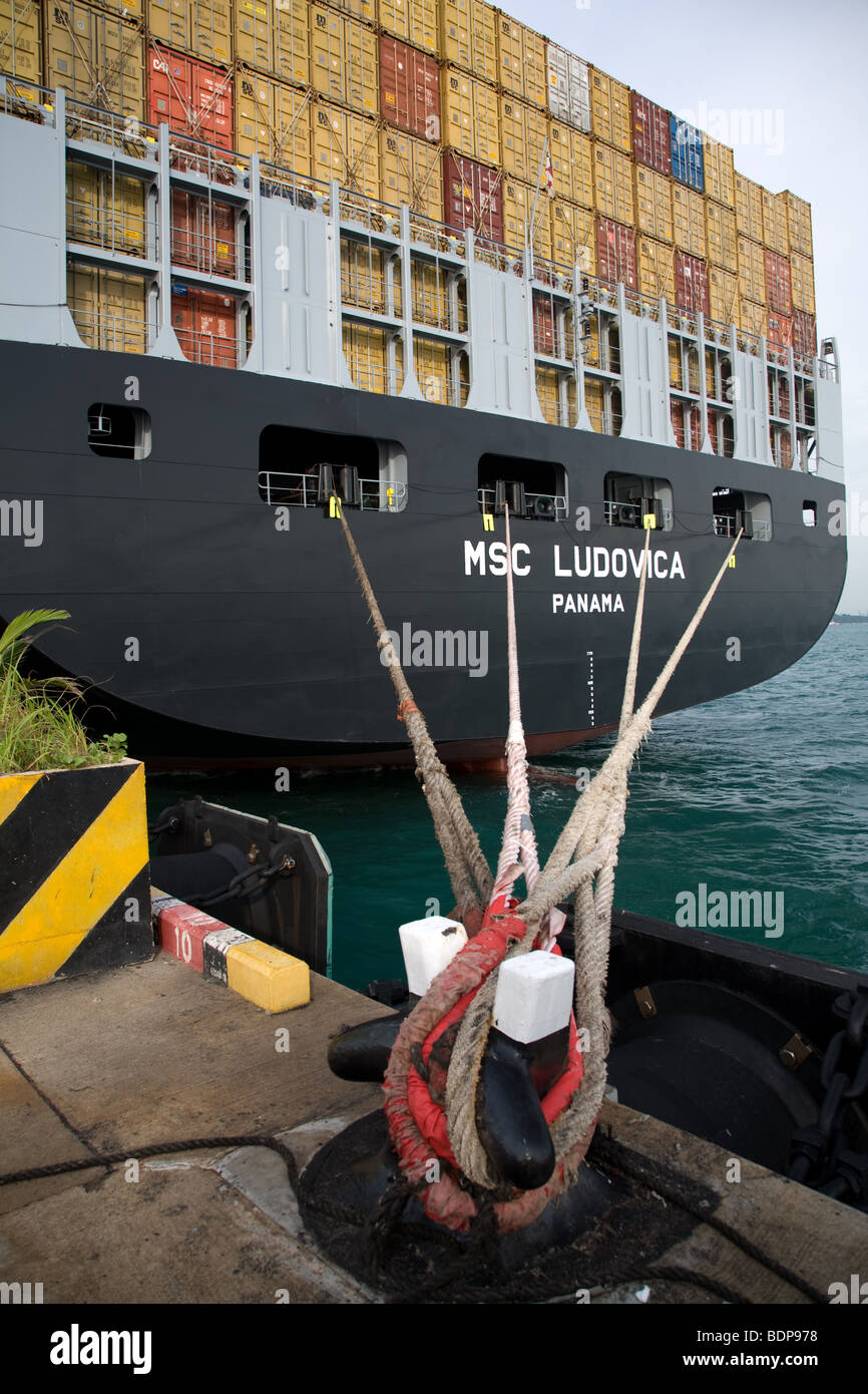 MSC ludivica navire amarré quai conteneurs EVP Banque D'Images