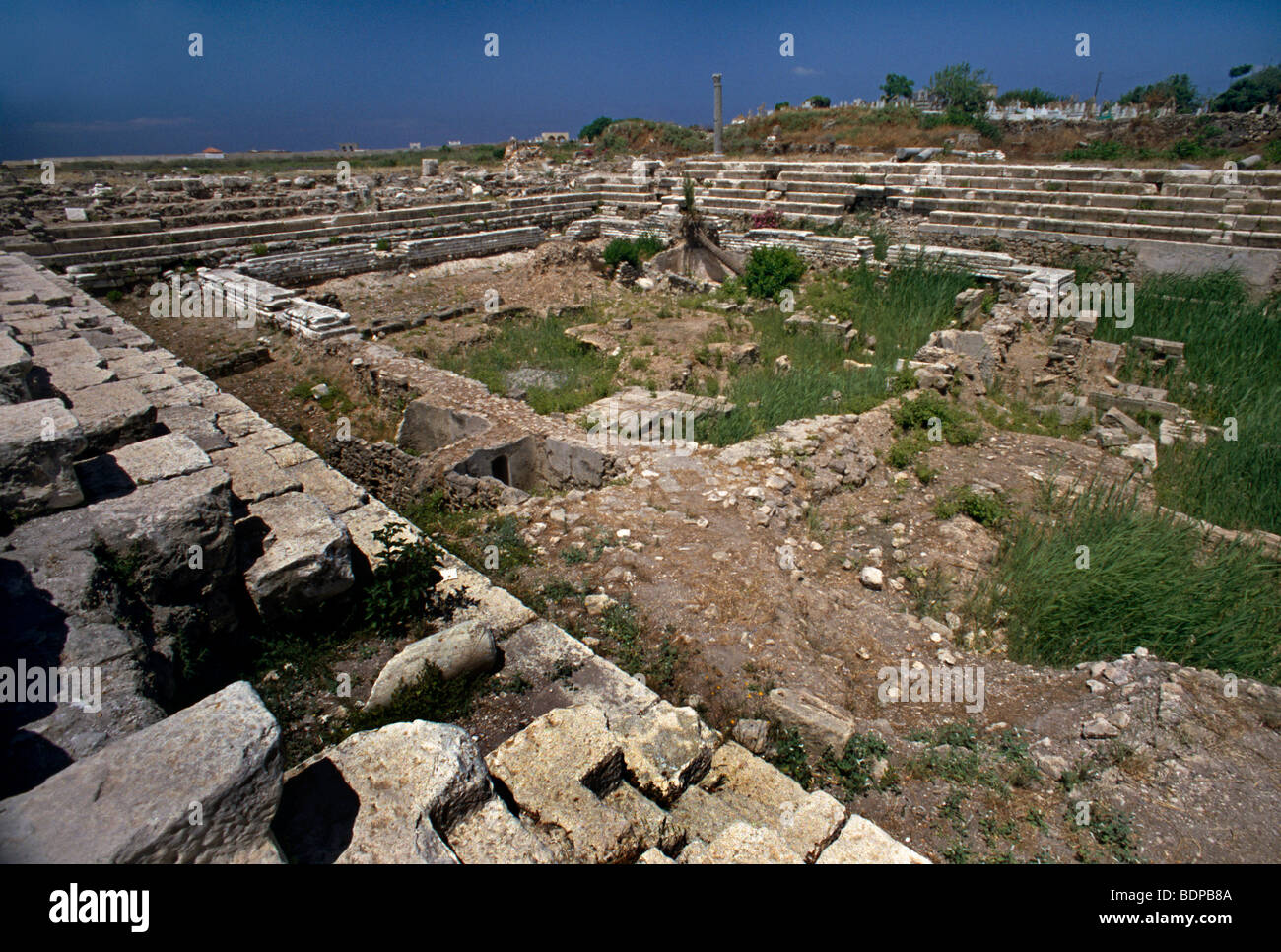 Tyr Liban vestiges romains et tuyau d'eau Banque D'Images