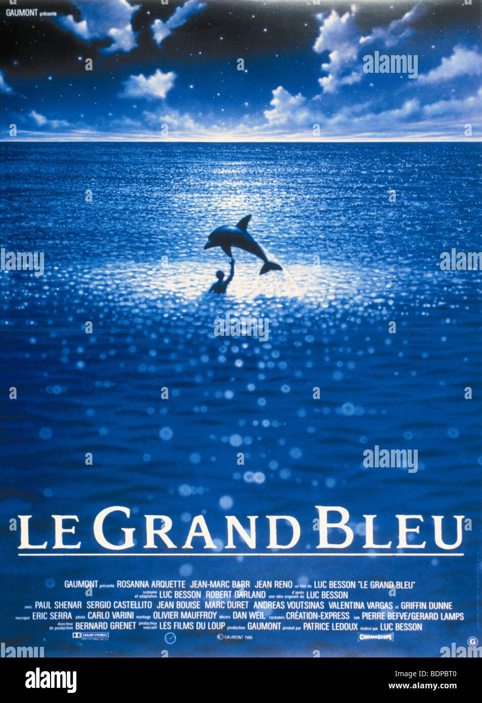 Le grand bleu Année : 1988 Réalisateur : affiche de film de Luc Besson Banque D'Images
