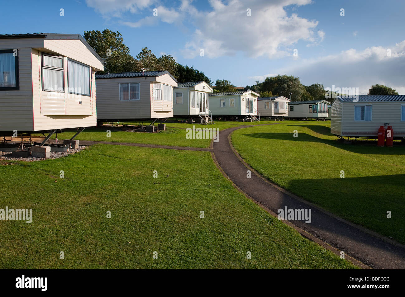 Caravan Park Holiday Home site à Doniford, Somerset avec Calor Gas Cylinders Banque D'Images