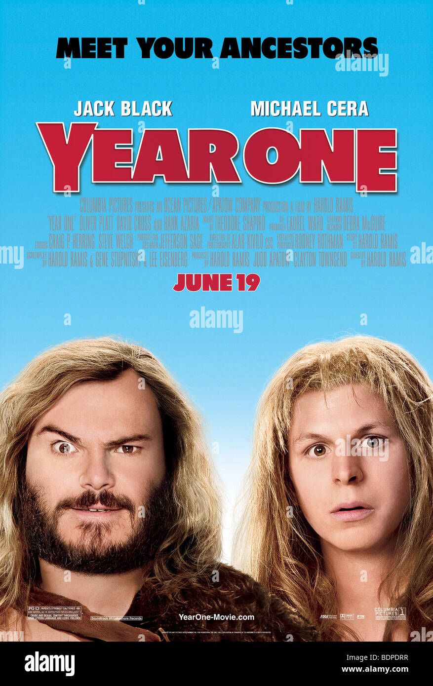 Une année : 2009 USA Directeur : Harold Ramis Jack Black, Michael Cera affiche américaine Banque D'Images