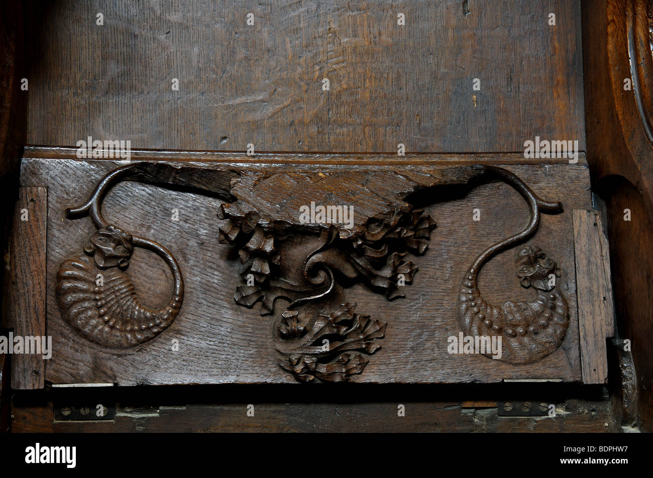 Cité médiévale misericord à St Paul's Church, Bedford, Bedfordshire, England, UK Banque D'Images