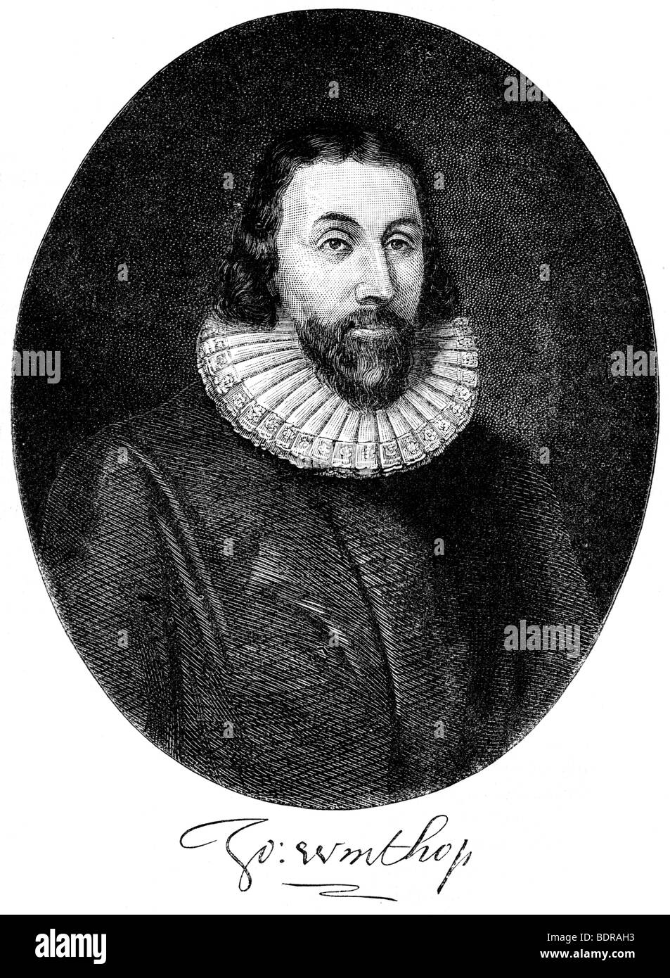 John Winthrop, colon puritain anglais en Amérique, 17e siècle (c1880). Artiste : Inconnu Banque D'Images