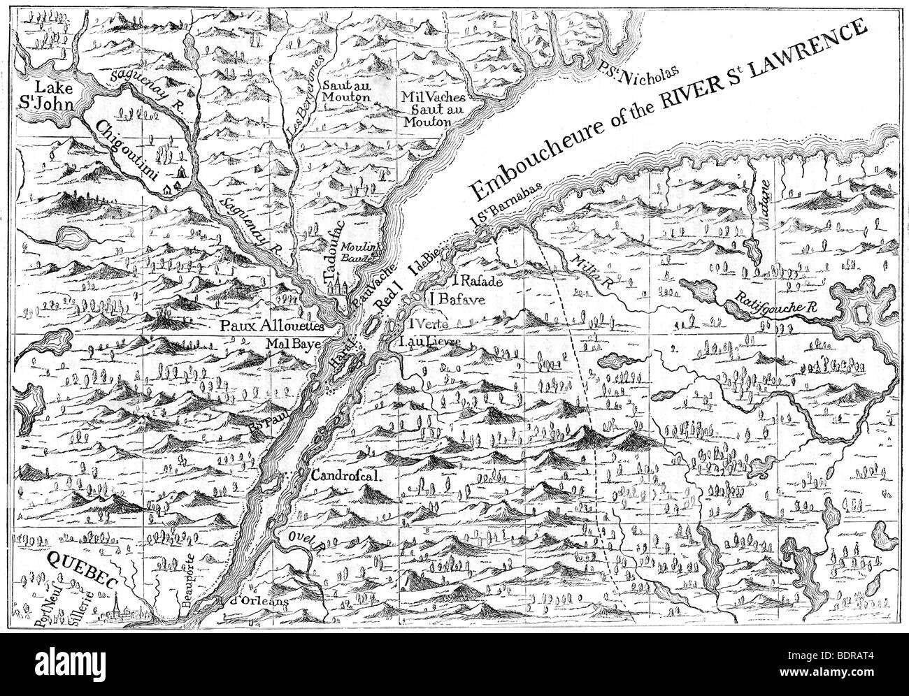 Plan du parcours du fleuve SaintLaurent jusqu'à Québec, 1730 (c1880 — free download
