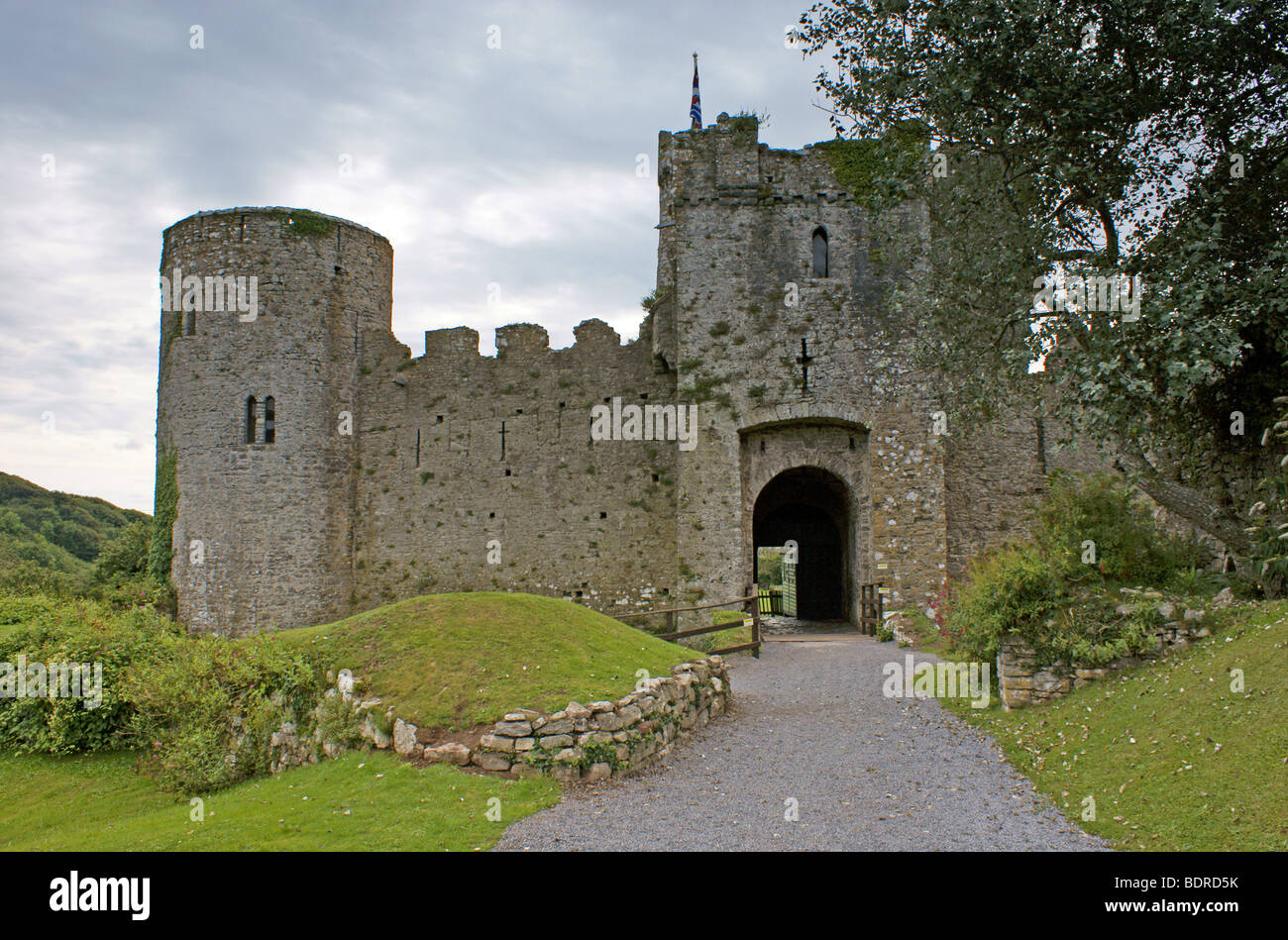 Château de Manorbier dans l'ouest du pays de Galles Pembrokeshire Banque D'Images