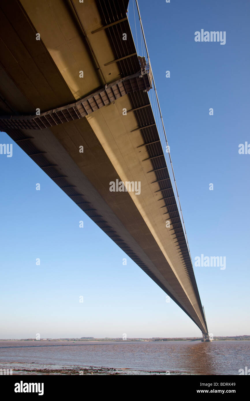 Humber Bridge, se joindre à l'East Yorkshire, Angleterre Lincolnshire du Nord Banque D'Images