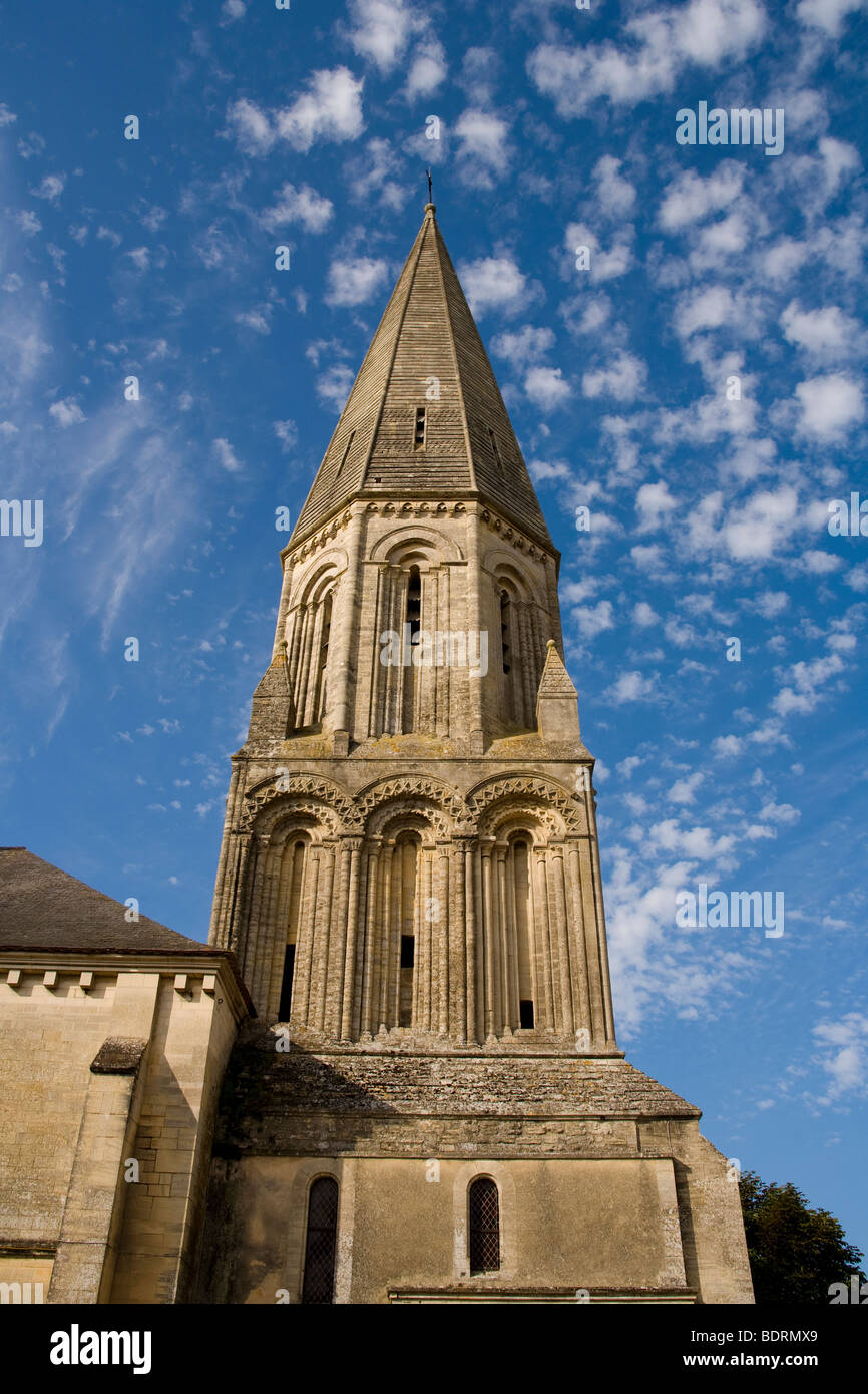 L'église de l'Eglise Saint Aignan dans le village normand de Trevieres. Banque D'Images