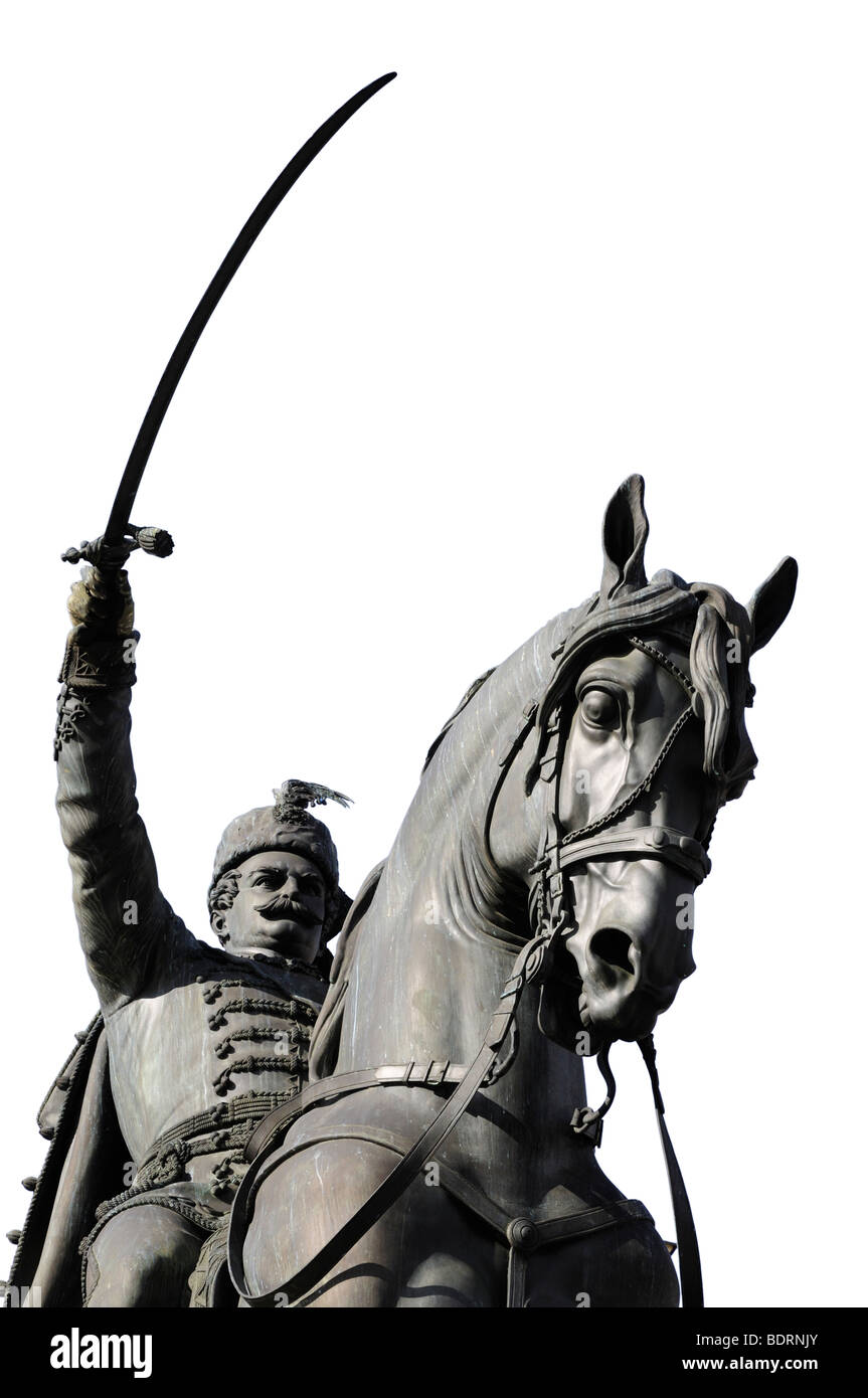 Zagreb, Croatie. Statue équestre du Comte Josip Jelacic (1801-59) à Trg Josip Jelacica Banque D'Images