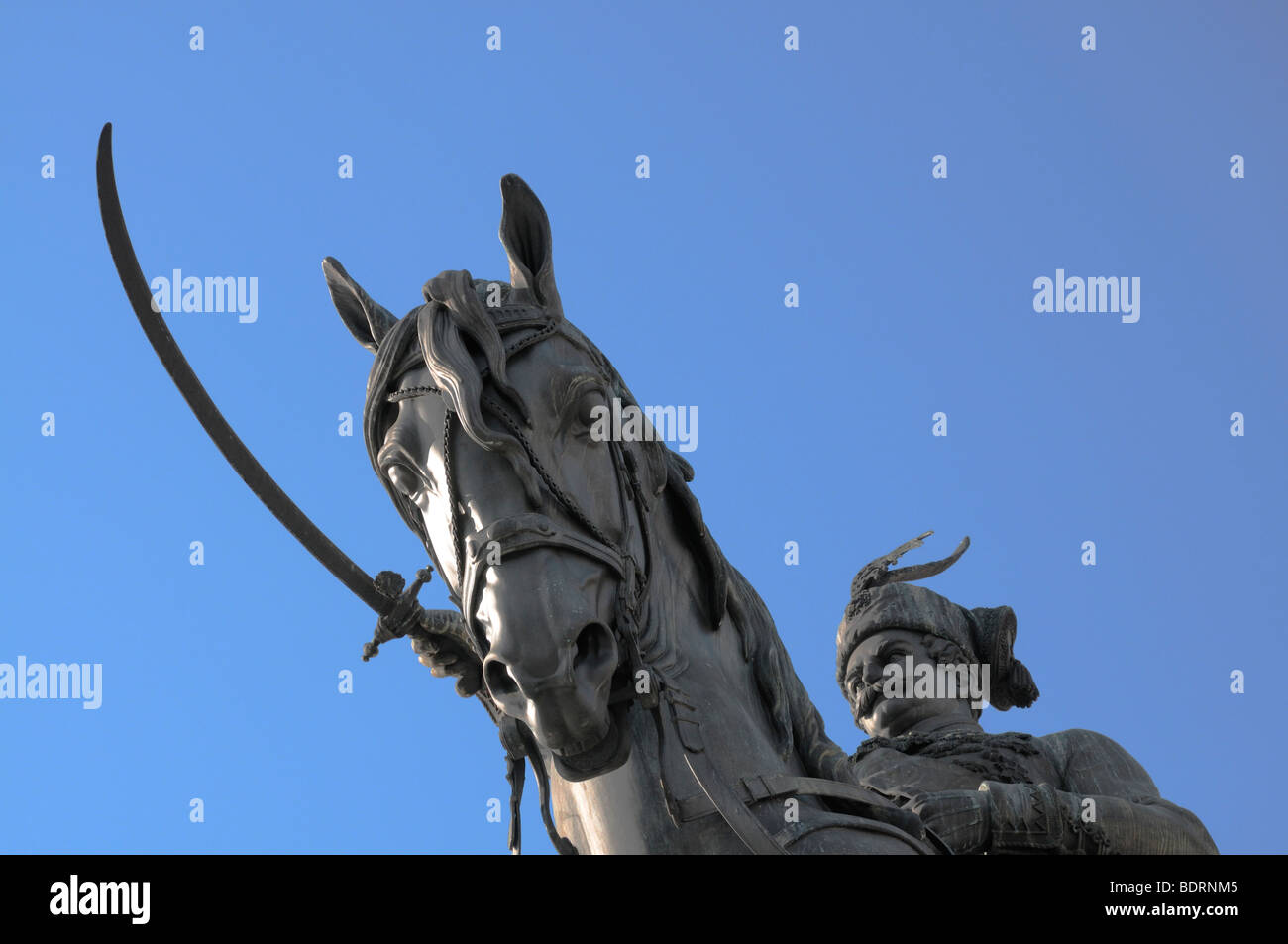 Zagreb, Croatie. Statue équestre du Comte Josip Jelacic (1801-59) à Trg Josip Jelacica Banque D'Images