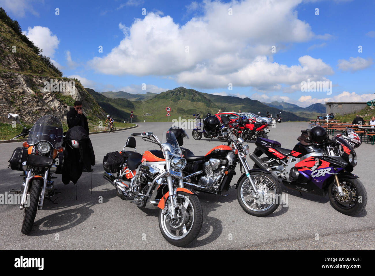 Les motocyclettes, Furka, forêt de Bregenz, le Bregenzerwald, Vorarlberg, Autriche, Europe Banque D'Images