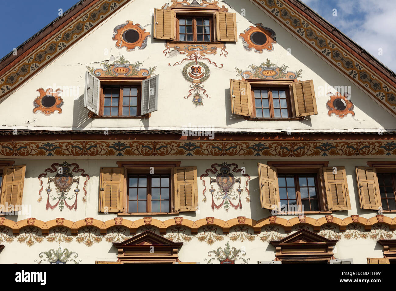 Façade ouest de la maison, Luger, Dornbirn Vorarlberg, Autriche, Europe Banque D'Images