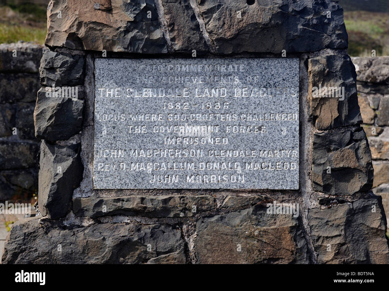 Monument de la Terre Leagures Glendale. Glendale, Duirinish, île de Skye, Hébrides intérieures, Ecosse, Royaume-Uni, Europe. Banque D'Images