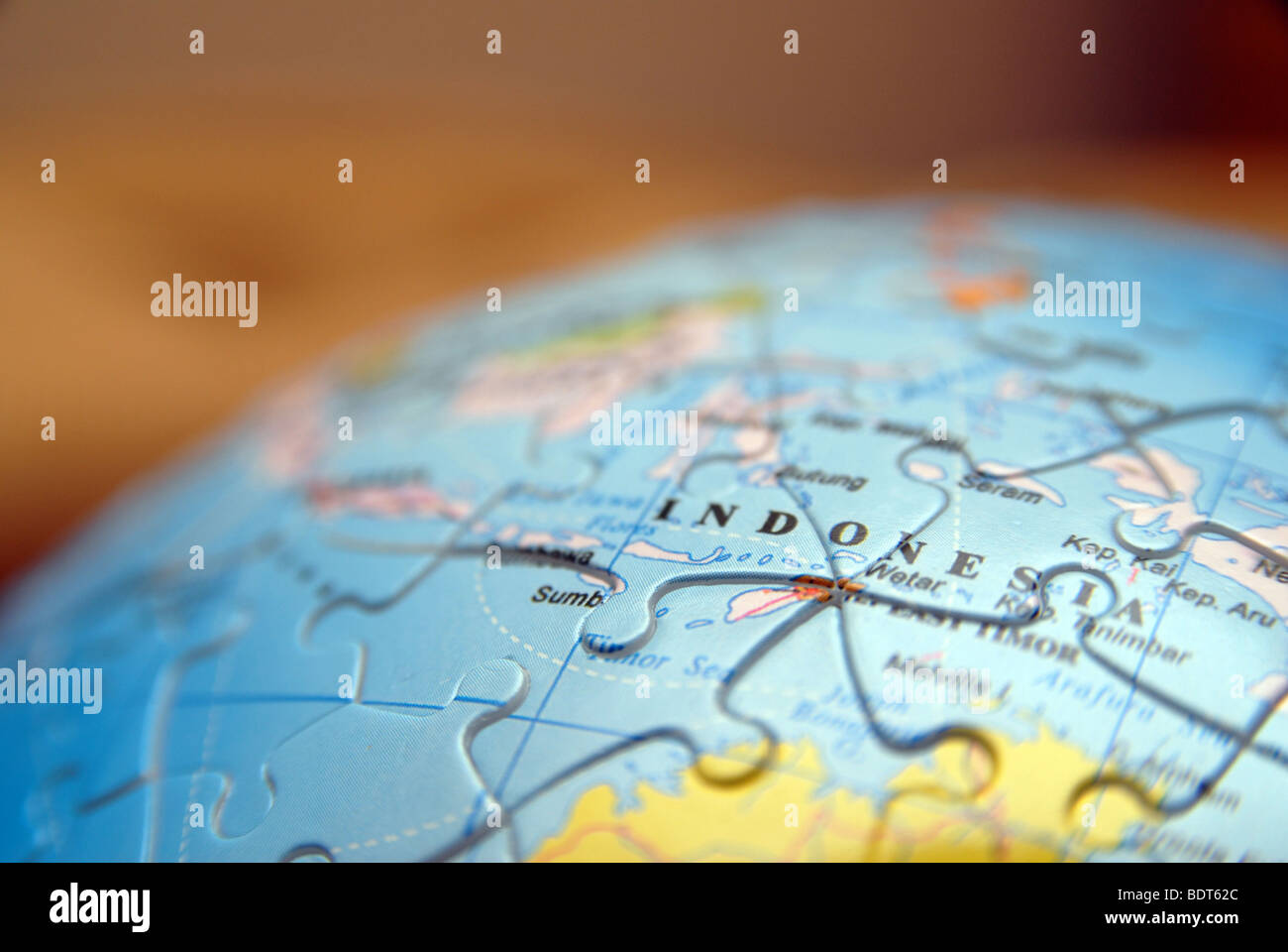 Détail d'un Globe/carte. Jigsaw détail. L'Indonésie Banque D'Images