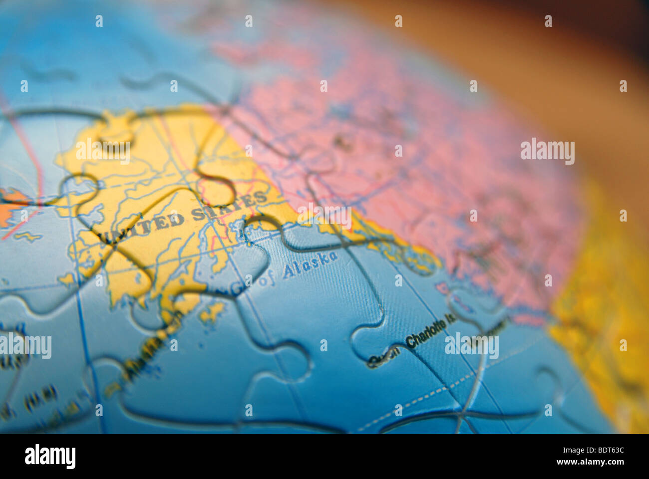 Détail d'un Globe/carte. Jigsaw détail. United States Banque D'Images