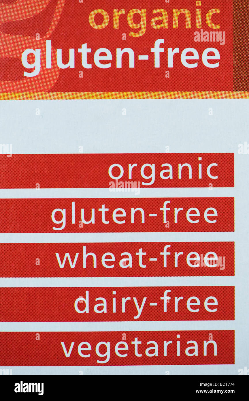 De blé, de gluten, de l'alimentation de l'étiquetage des paquets Banque D'Images