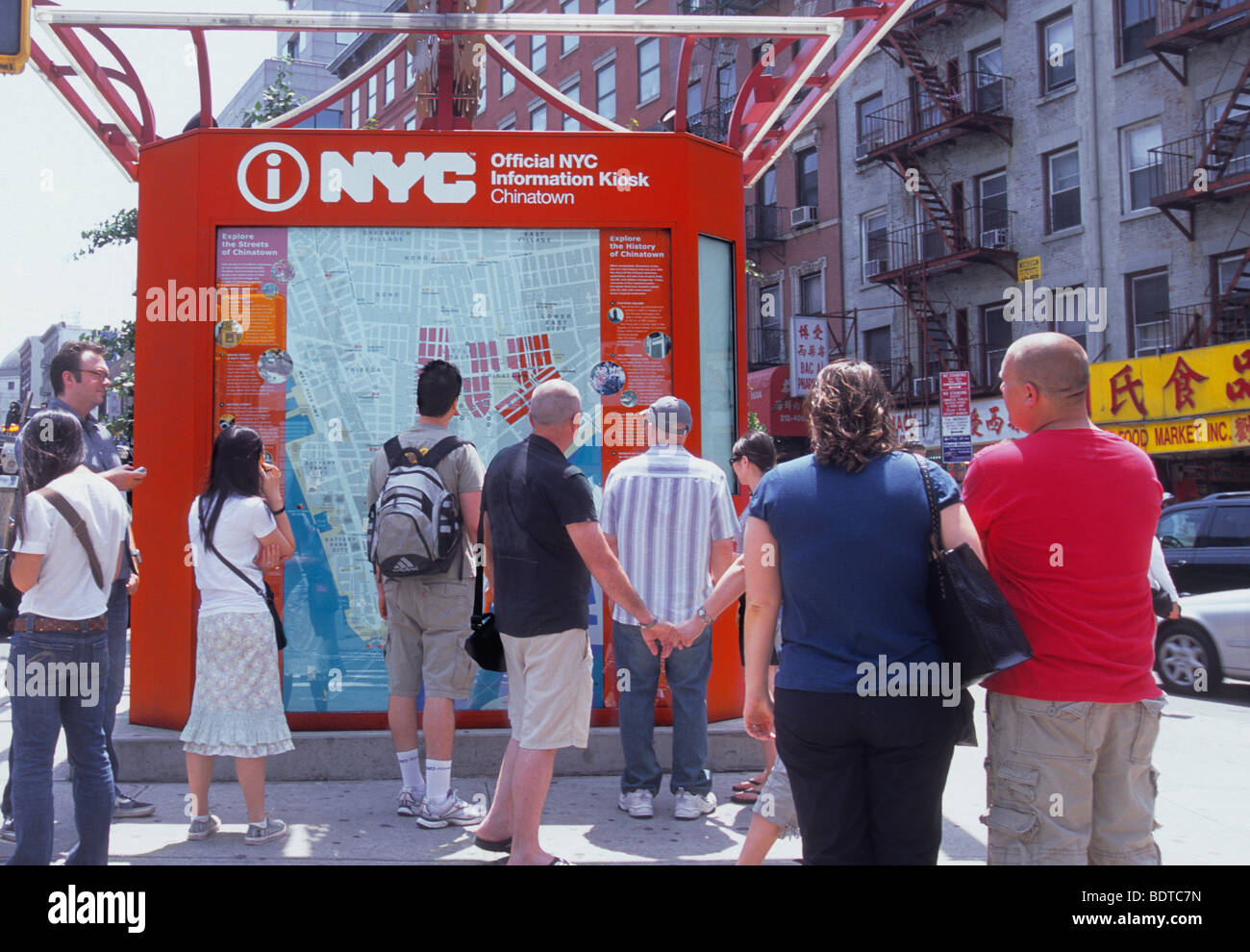 New York City Canal Street, Chinatown et le Centre d'information Plan de la ville USA Banque D'Images