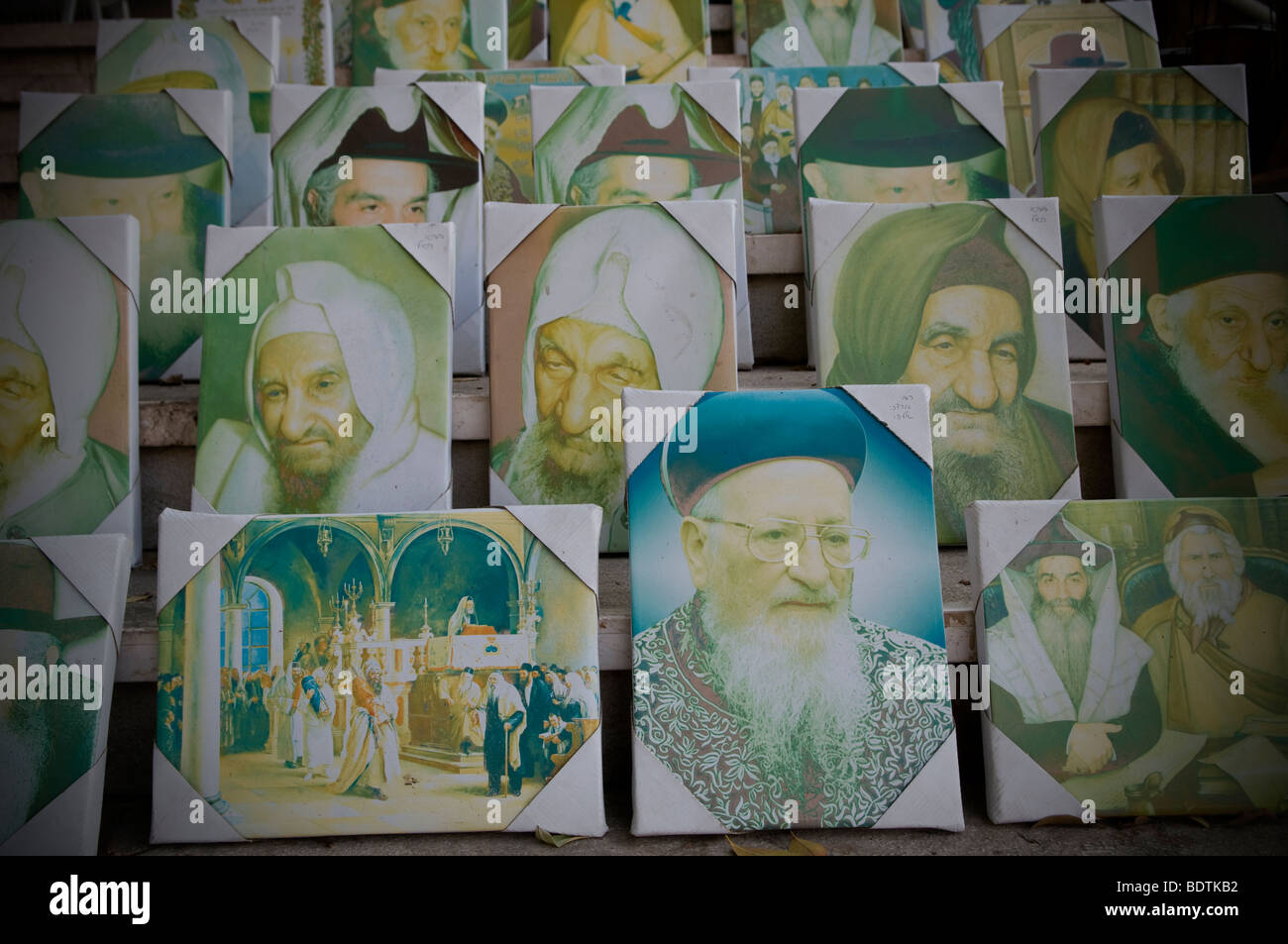 Peinture Portrait de dirigeants spirituels juifs marocains à vendre en Israel Banque D'Images