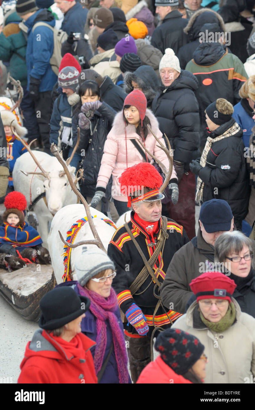 Marché d'hiver lapon, Laponie, Suède Banque D'Images