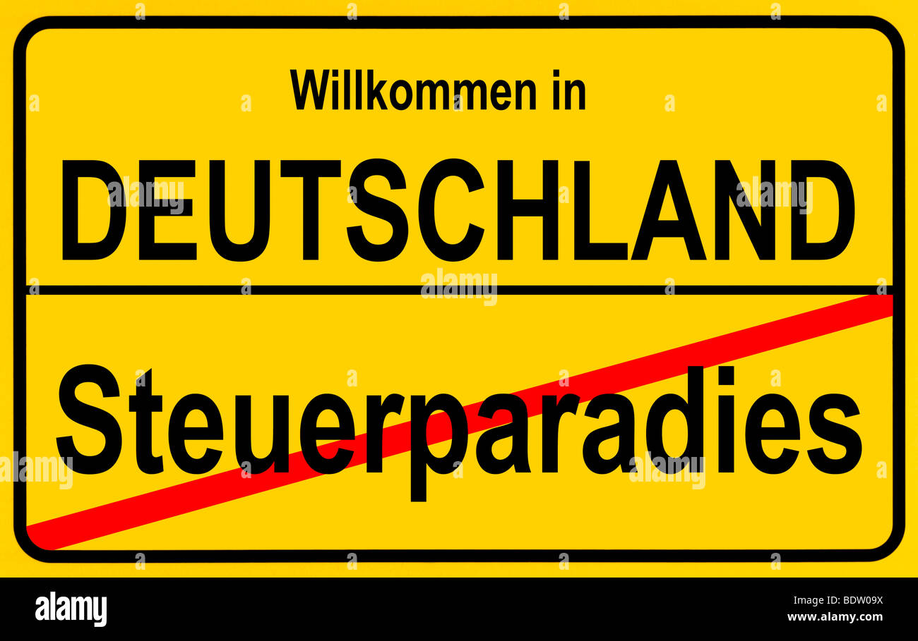 Inscrivez-vous les limites de la ville, image symbolique pour les paradis fiscaux en dehors de l'Allemagne Banque D'Images