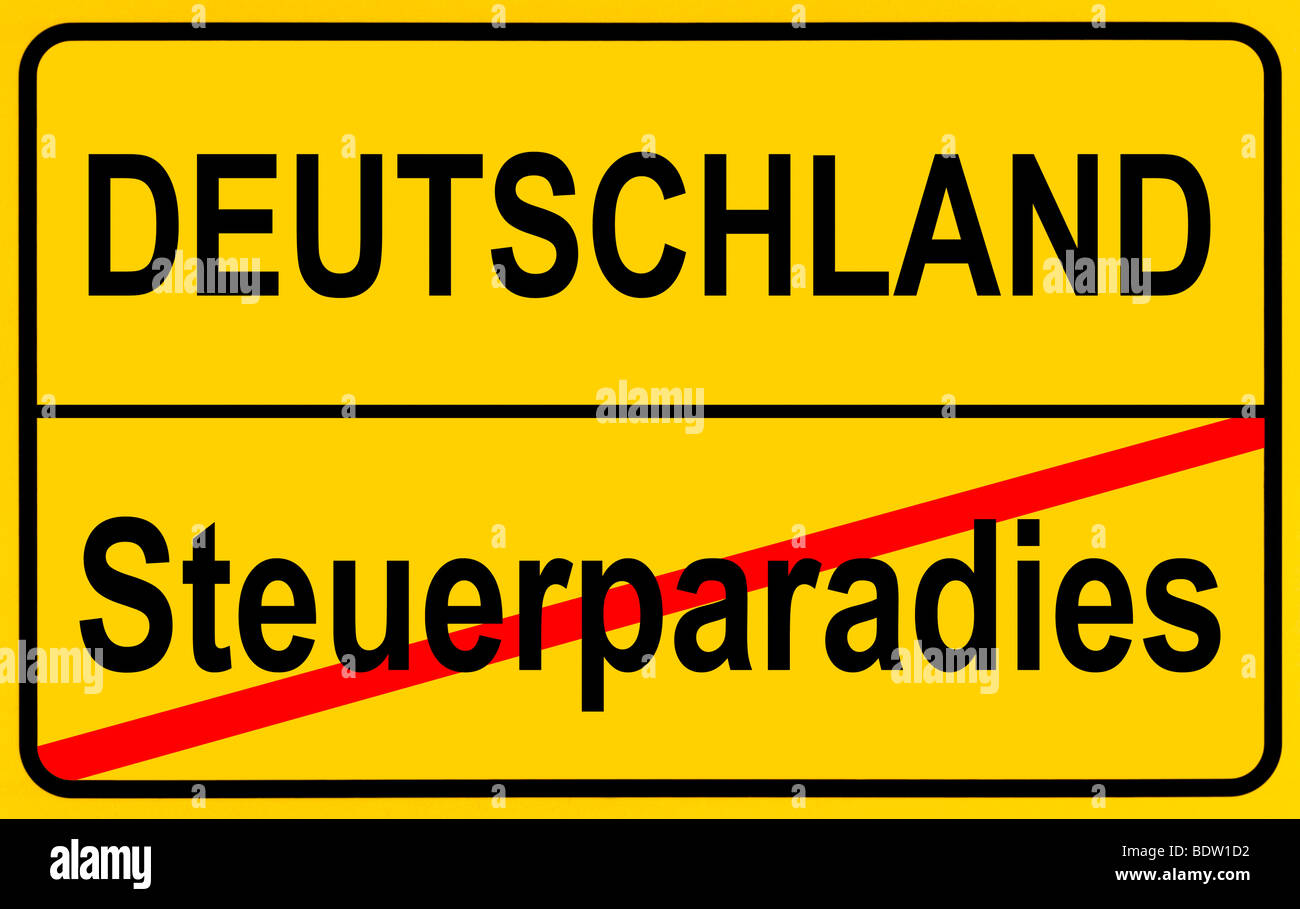Inscrivez-vous les limites de la ville, image symbolique pour les paradis fiscaux en dehors de l'Allemagne Banque D'Images