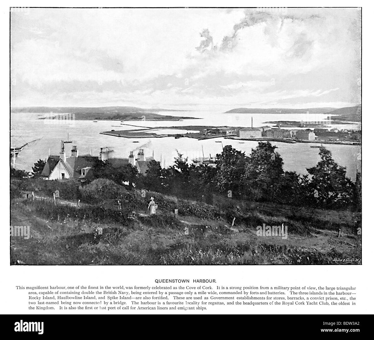 Le port de Queenstown, 1901 Photographie de la gare de l'ouest de l'Irlande, l'anse de Cork, rebaptisée en 1922 Cobh Banque D'Images