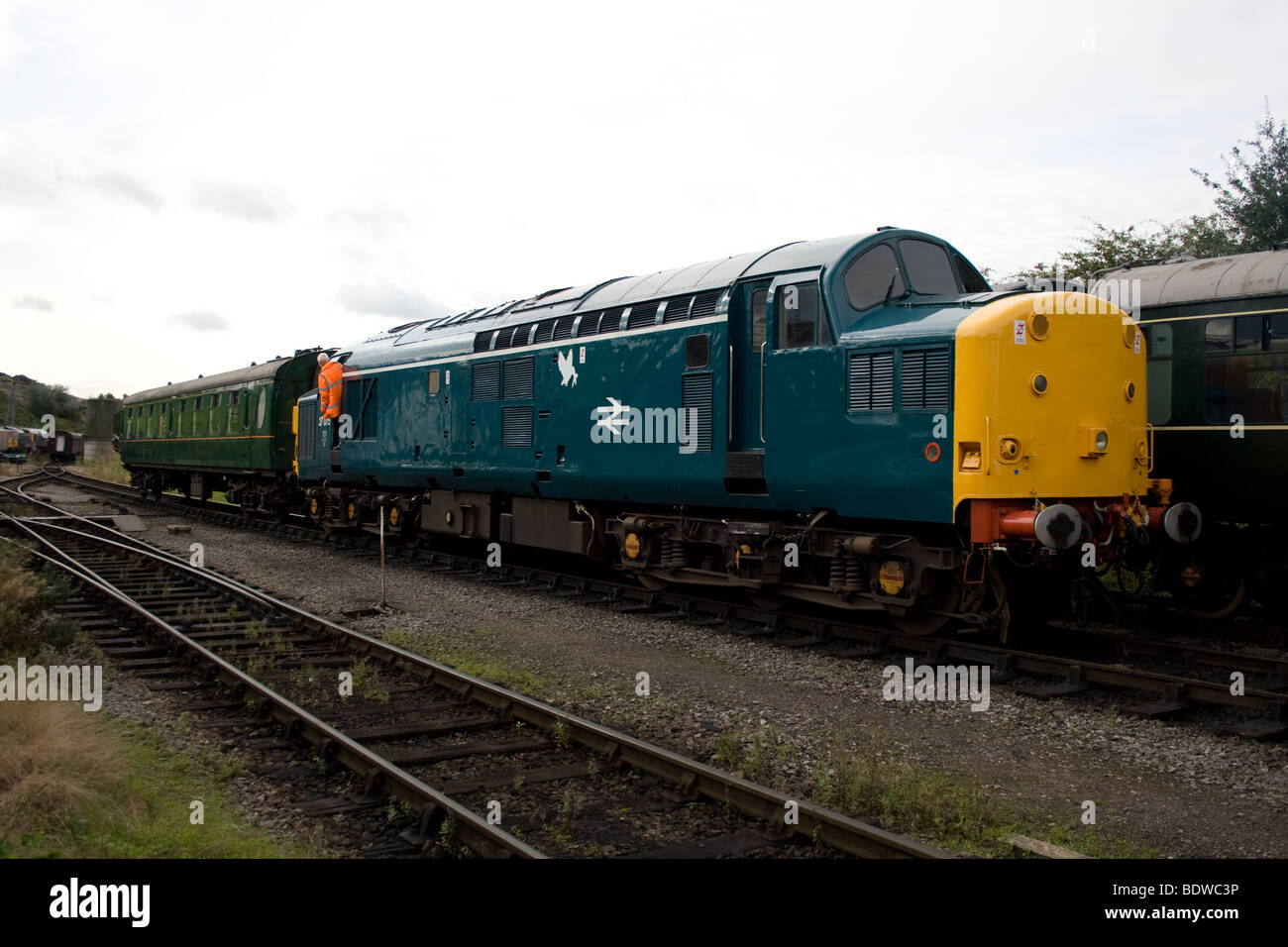 BR/EE Co-Co locomotive à la classe 37, le Staffordshire Cheddleton Banque D'Images