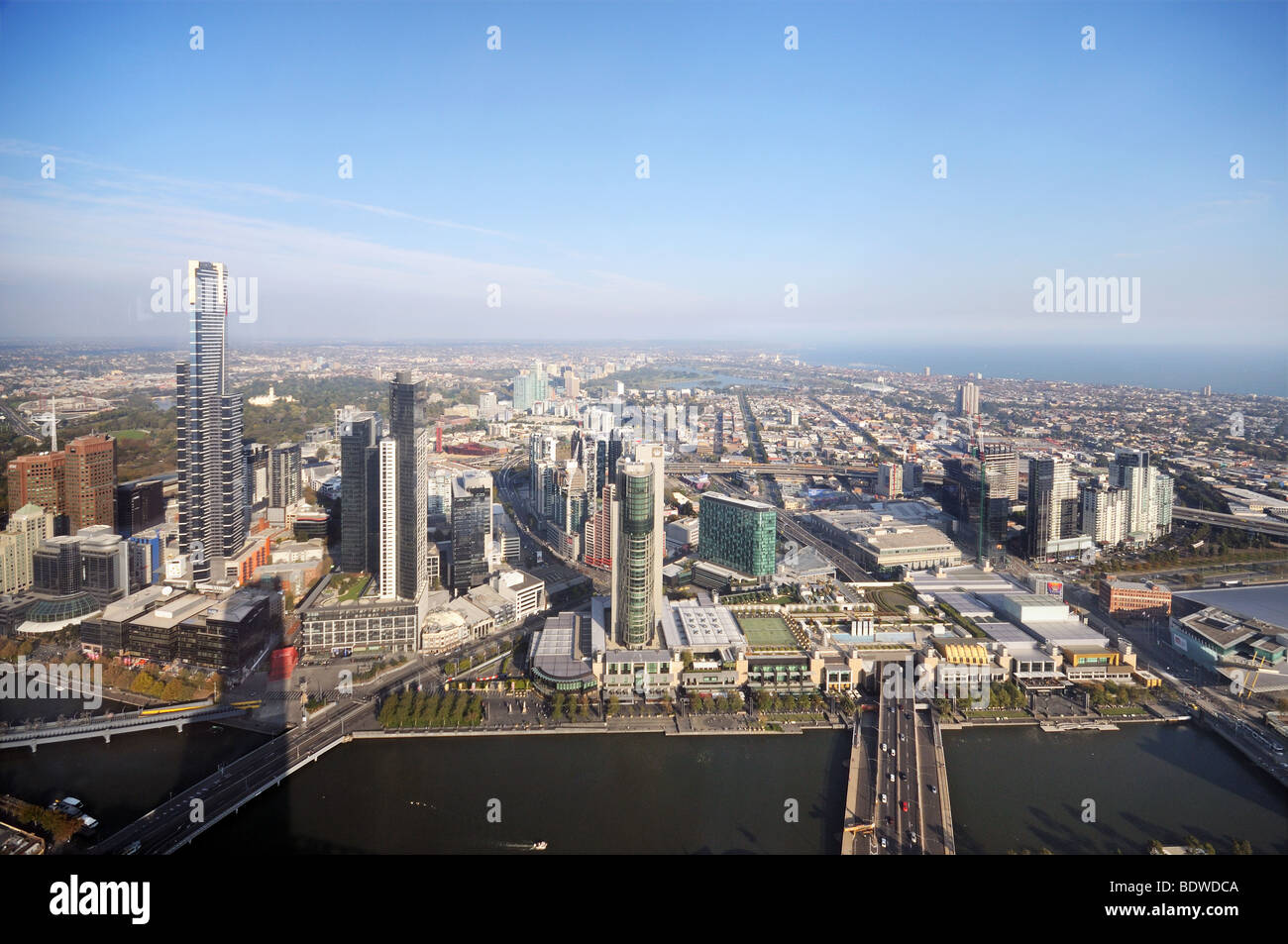 Centre-ville d'une vue aérienne du pont d'observation sur l'Australie Melbourne Rialto Tower Banque D'Images