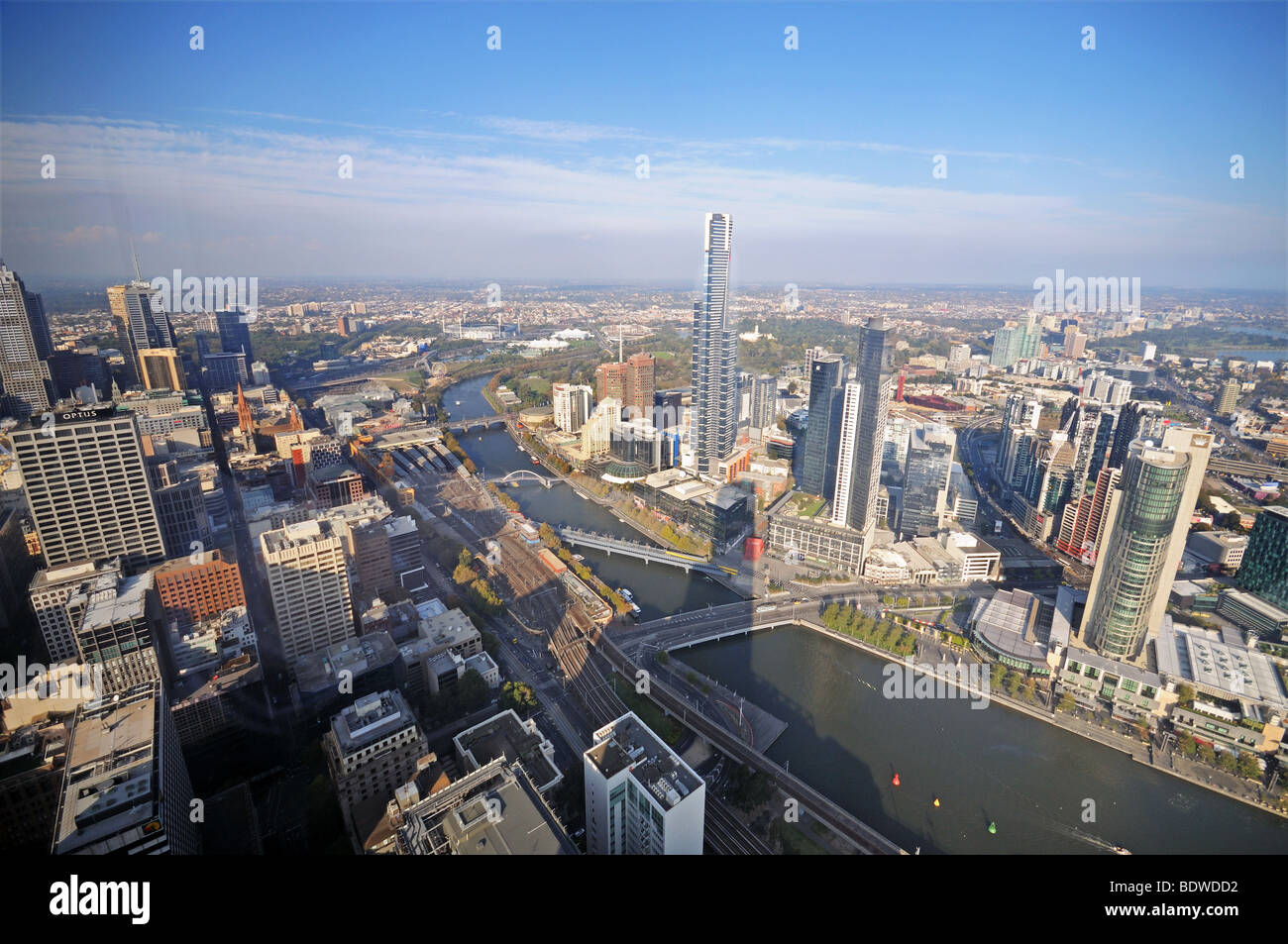 Centre-ville d'une vue aérienne du pont d'observation sur l'Australie Melbourne Rialto Tower Banque D'Images