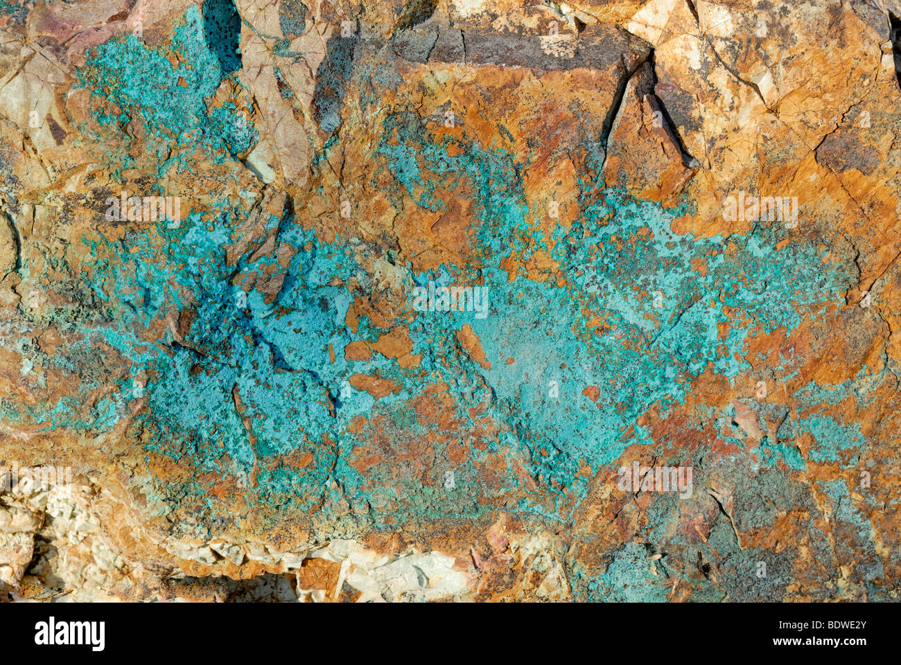 Les roches contenant du cuivre, désert de Sonora, en Arizona, USA Banque D'Images