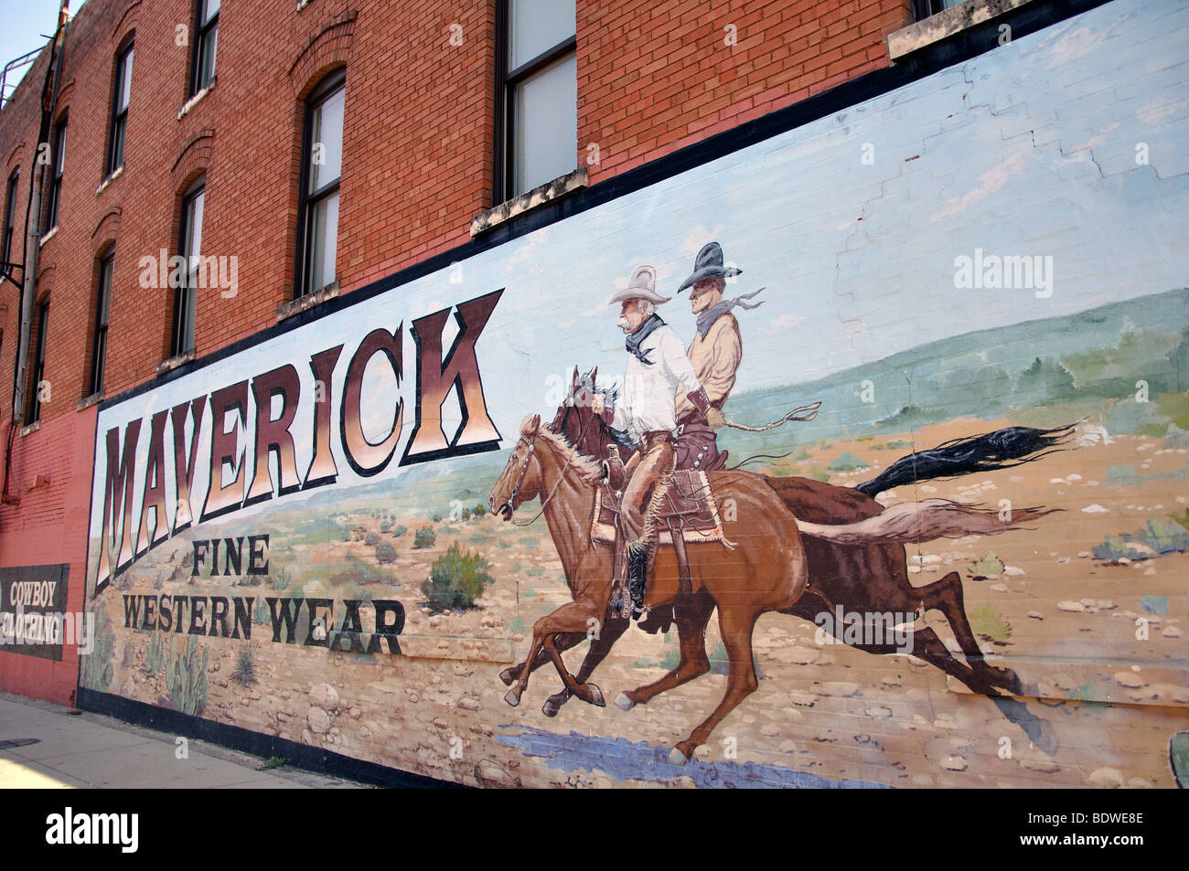 Publicité dans l'occidentale Maverick Stockyards de Fort Worth, Texas Banque D'Images
