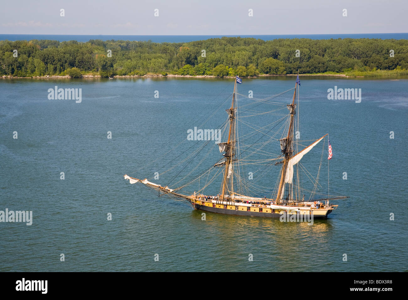 Niagara Phare , US Brig Niagara en Erie North Dakota, United States Banque D'Images