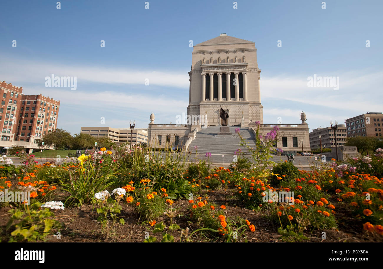 Indianapolis, Indiana - Le monde de l'Indiana War Memorial. Banque D'Images
