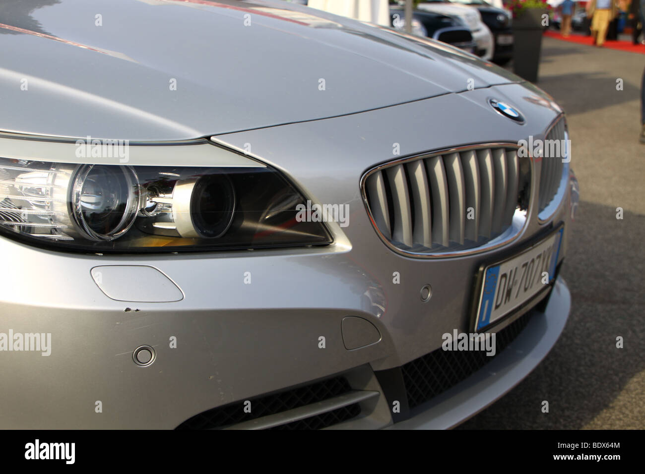 Avant d'une BMW Z4 argent Banque D'Images