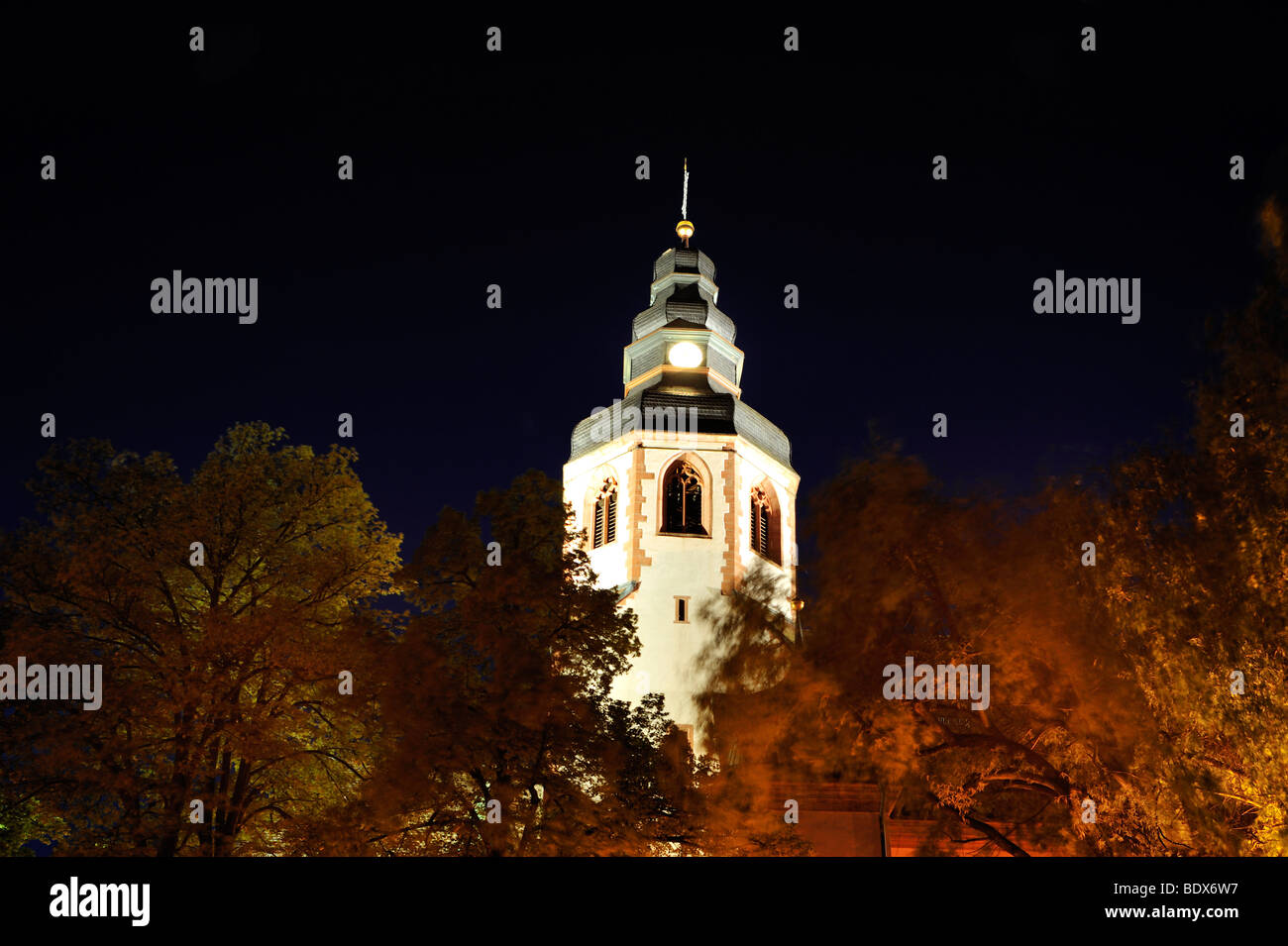 Tour de la Sankt Martinskirche Eglise Saint-Martin, Ettlingen, Forêt Noire, Bade-Wurtemberg, Allemagne, Europe Banque D'Images