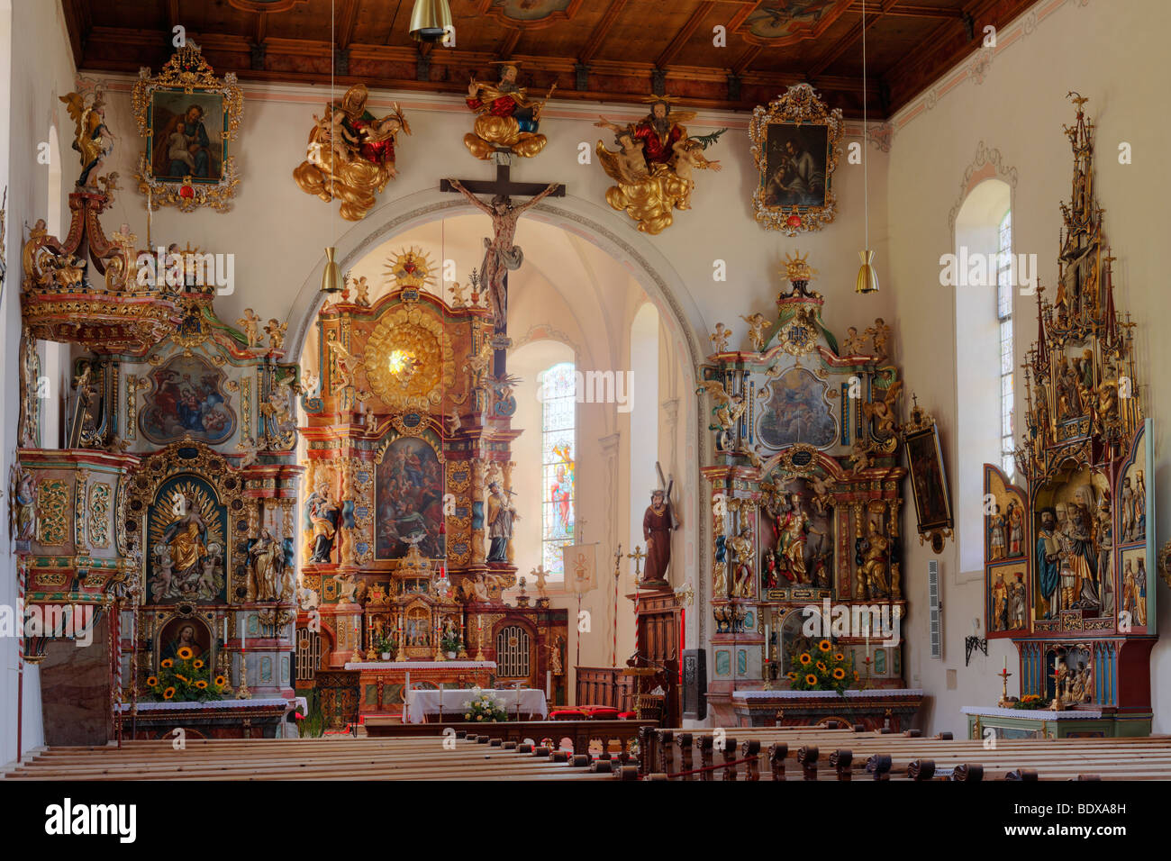 L''église de pèlerinage baroque de Saint Barthélémy, Batholomaeberg, Montafon, Vorarlberg, Autriche, Europe Banque D'Images