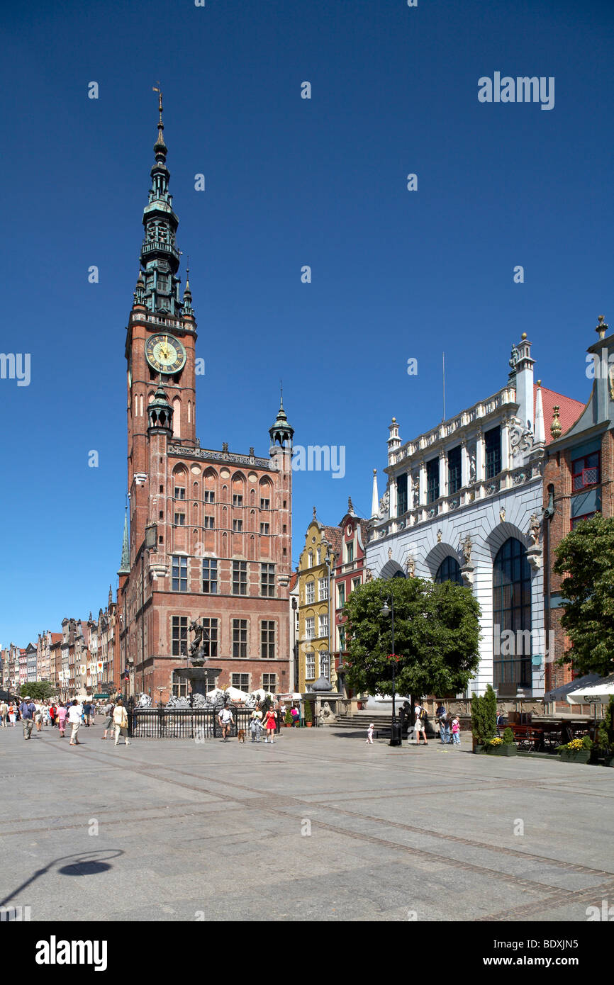 Pologne Gdansk Dlugi Targ Long Market Town Hall Banque D'Images