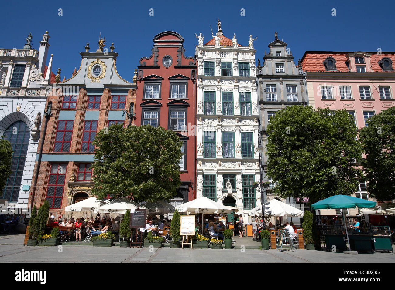 Pologne Gdansk Pomerania Architecture Long Market Cafe Banque D'Images