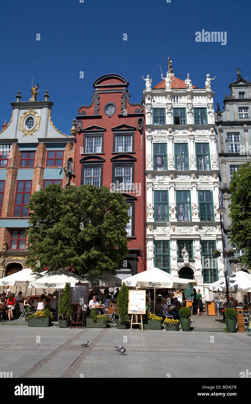 Pologne Gdansk Pomerania Architecture Long Market Cafe Banque D'Images