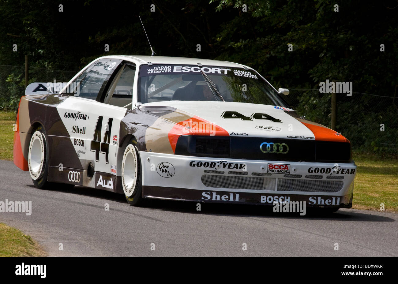 1988 Audi 200 Quattro avec chauffeur Trans-Am Grand-am à Goodwood Festival of Speed course, Sussex, UK. Banque D'Images