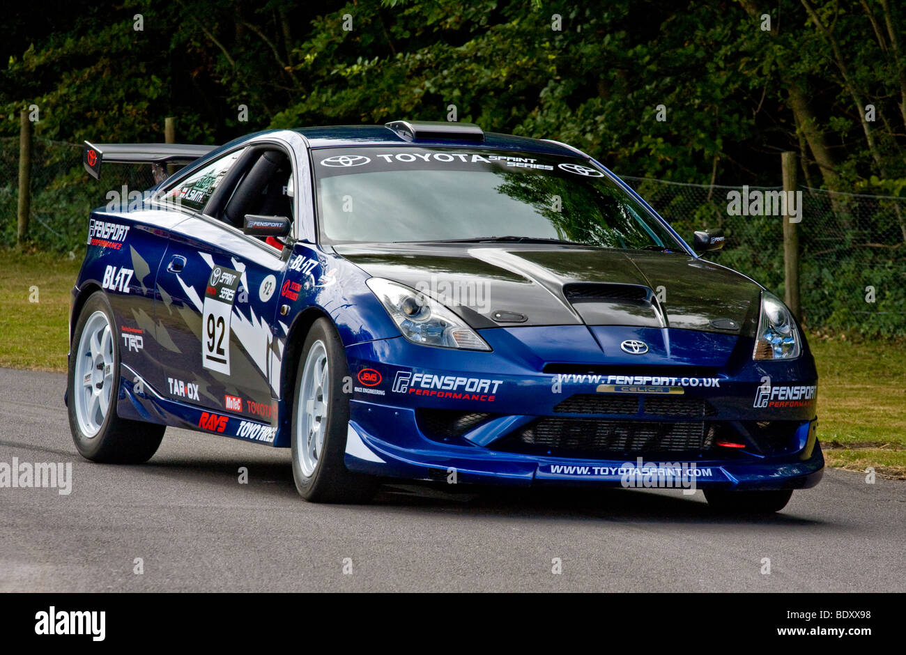 2001 Toyota Celica, 4WD, 576bhp drag racing pilote saloon avec Adrian Smith à Goodwood Festival of Speed, Sussex, UK. Banque D'Images