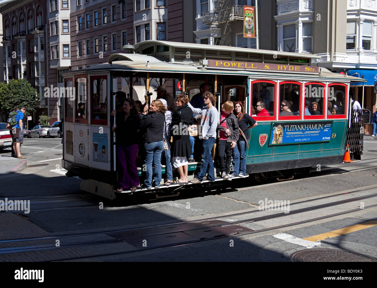 Rue voiture de câble, San Francisco, California, USA Banque D'Images
