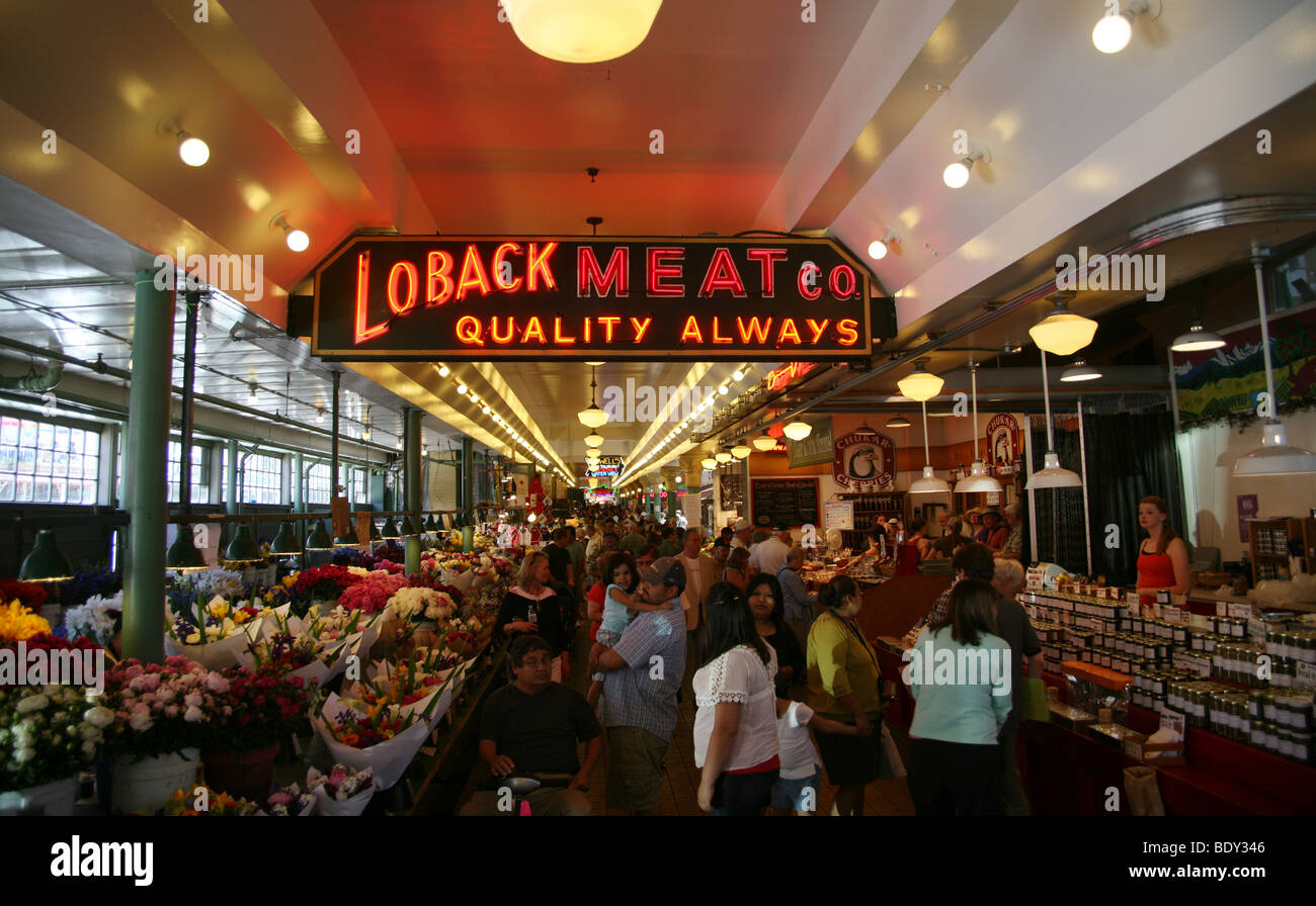 USA, l'État de Washington, Seattle, à l'intérieur de Pike Place Market. Banque D'Images